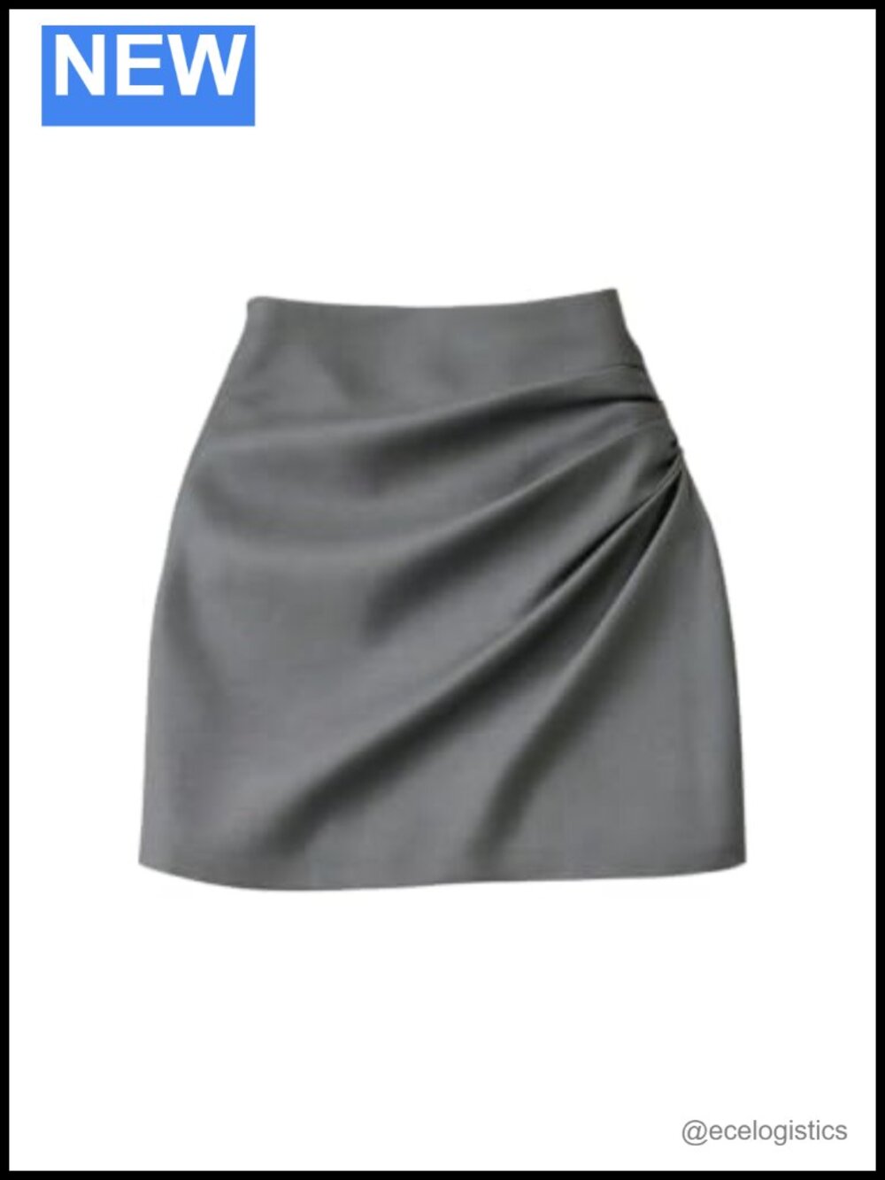 Ruched A-Line High Waisted Office Mini Skirt with Lining